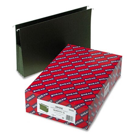 Smead 3-1/2 Capacity Hanging File Pockets with Sides 11 Point Legal Std Green 10/Box SM32865